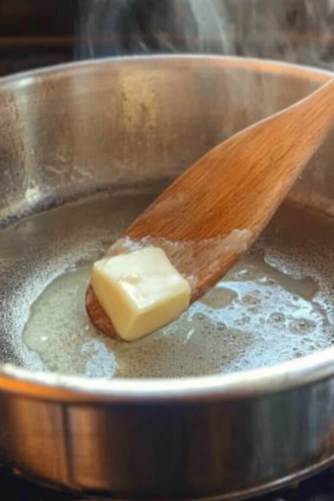 step 1: In a medium saucepan, heat the butter (or cooking fat) over medium meat