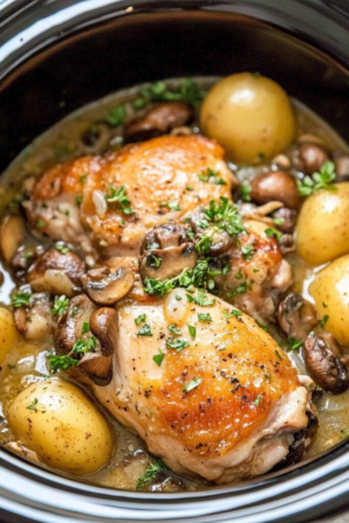 chicken mushroom potatoes crock pot photo