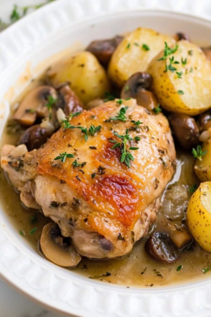 chicken mushroom potatoes crock pot plat