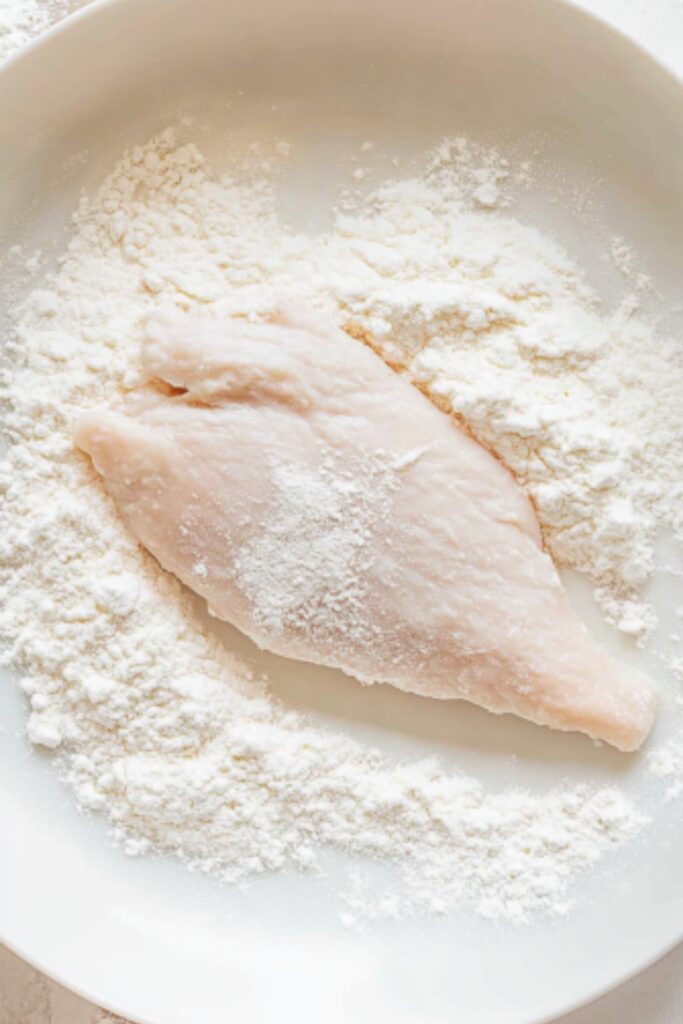 step 2 :dredge each cutlet in flour and shake off any excess