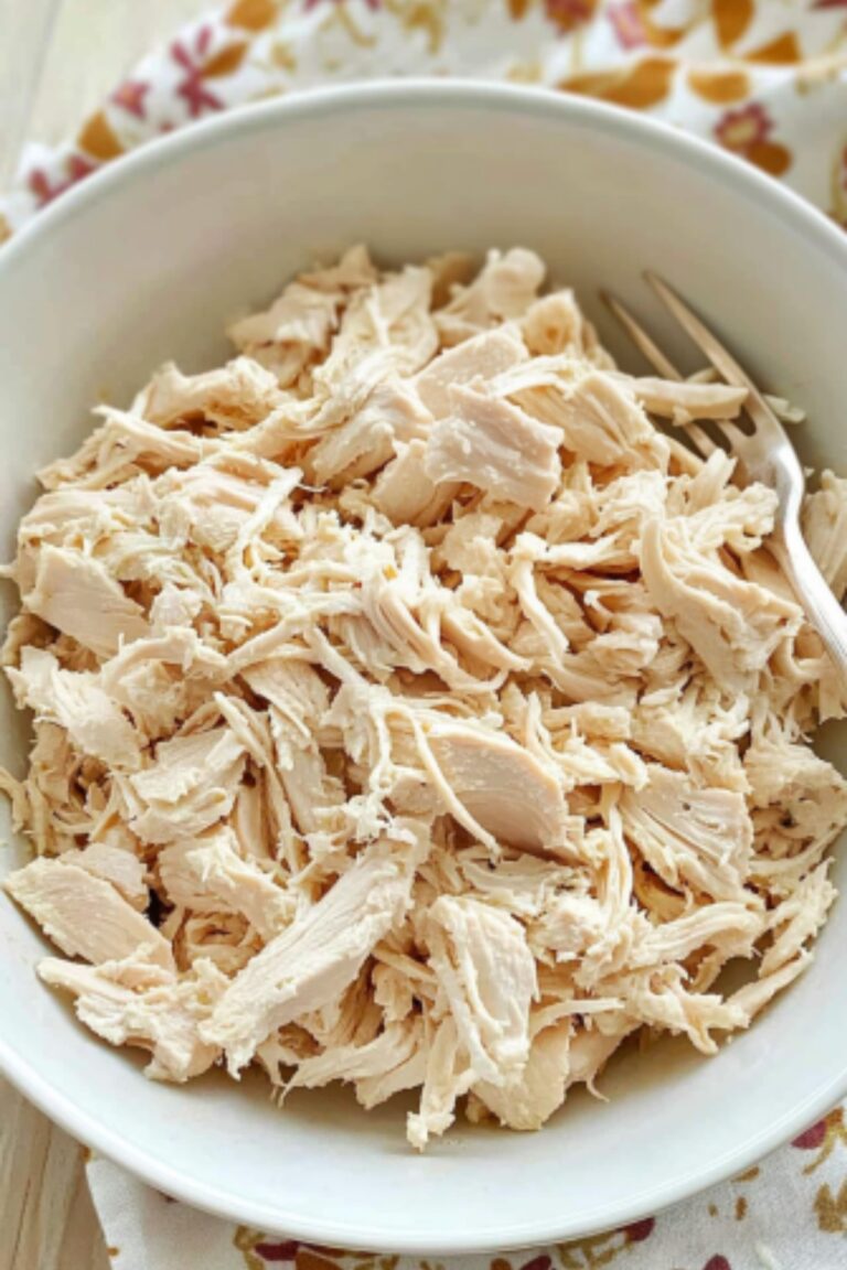 frozen chicken in crock pot final result