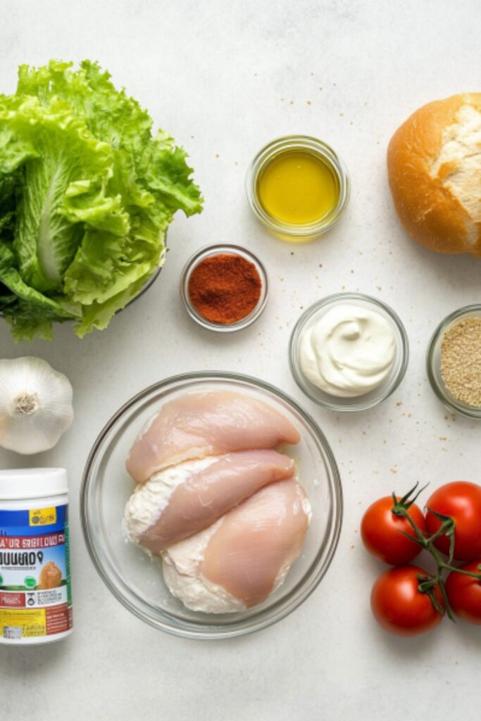 ingreedients grilled chicken burger