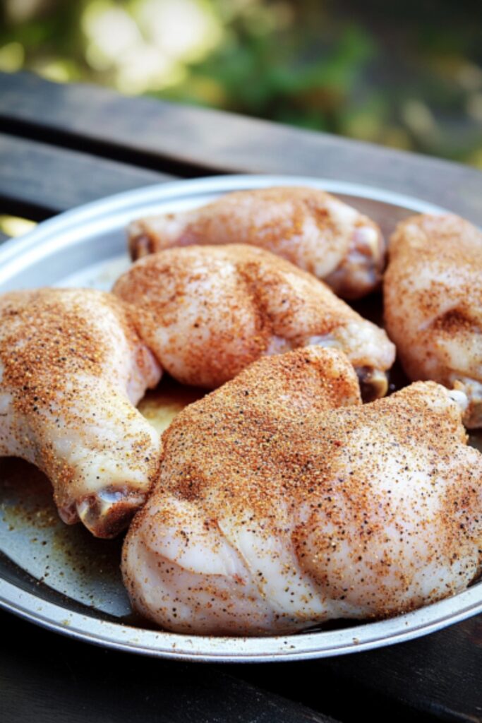smoked chicken leg quarters recipe dry ingredients with chicken