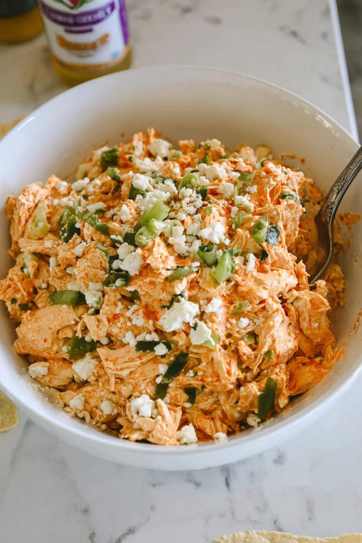 Close-up of buffalo chicken salad
