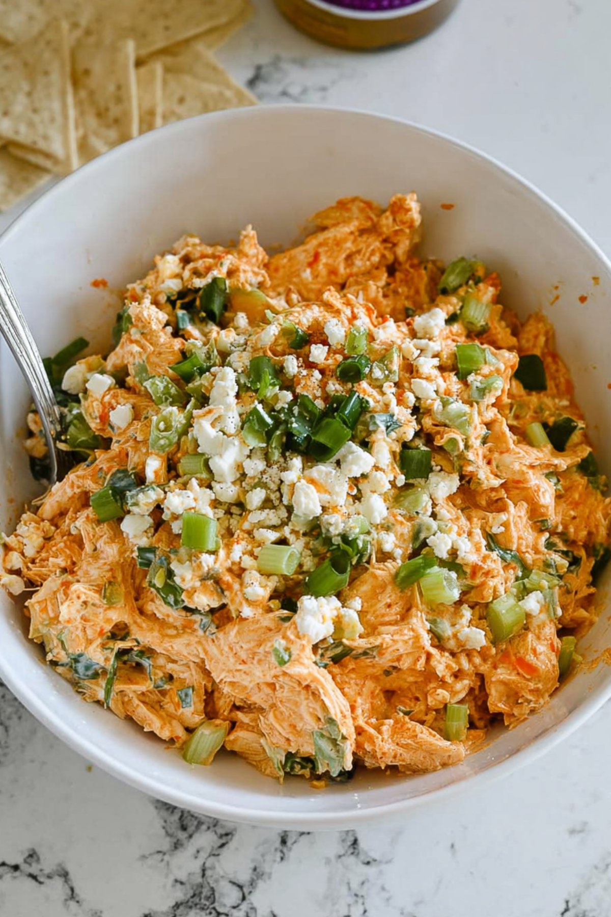Close-up of buffalo chicken salad