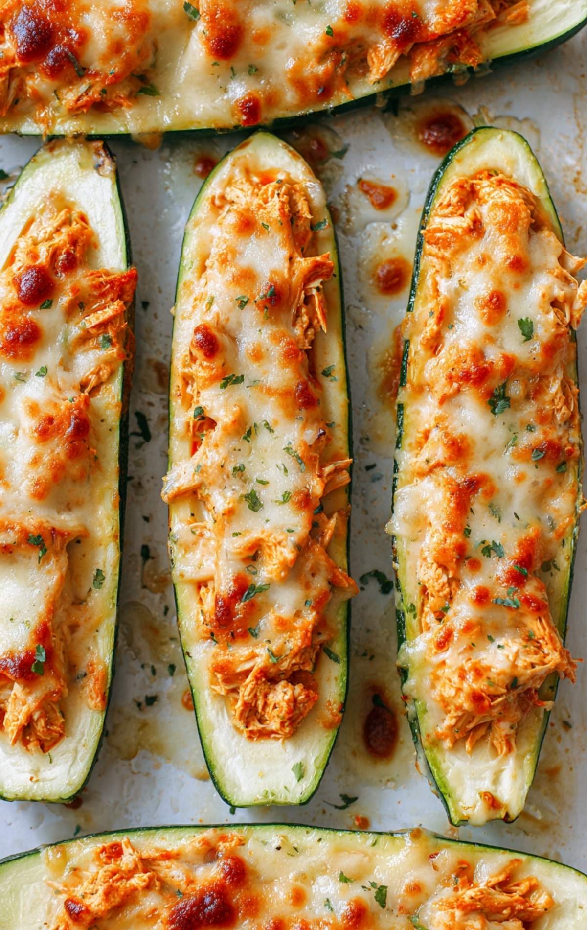 Buffalo Chicken Zucchini Boats