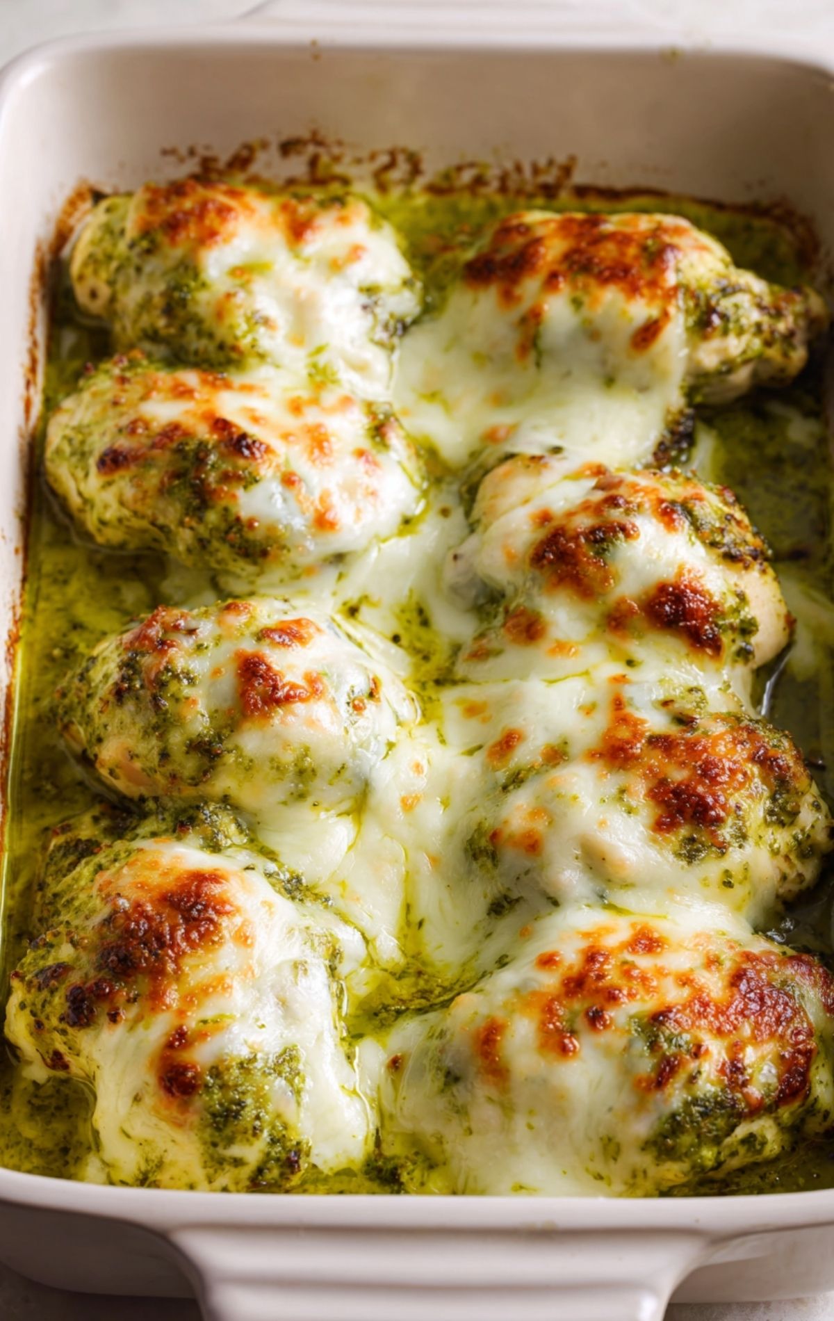 Cheesy Pesto Baked Chicken