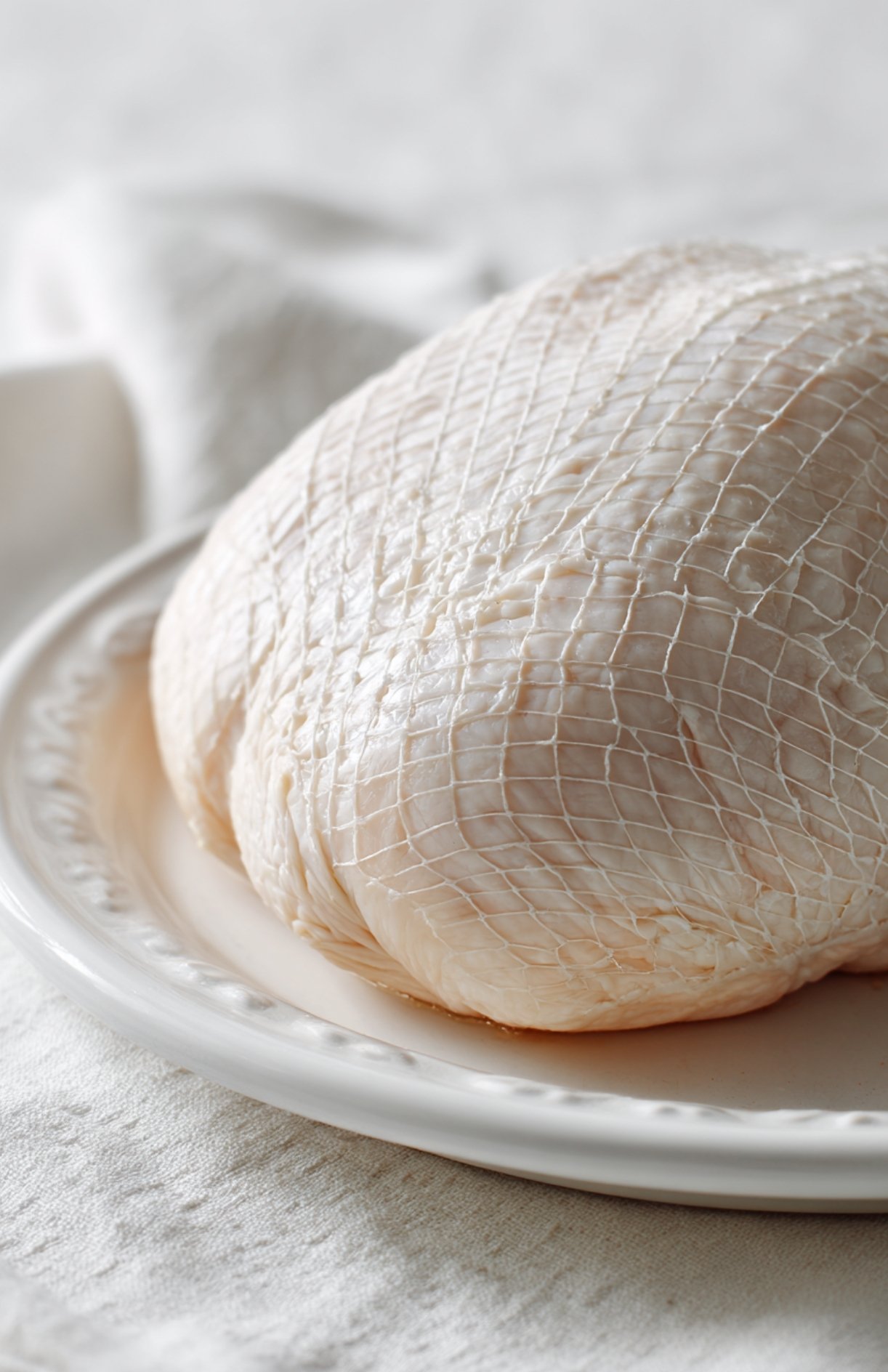 Butterball turkey breast roast in slow cooker with broth and seasonings.