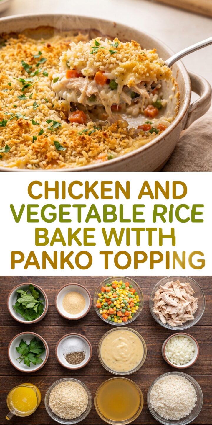 Chicken and Vegetable Rice Bake With Panko Topping